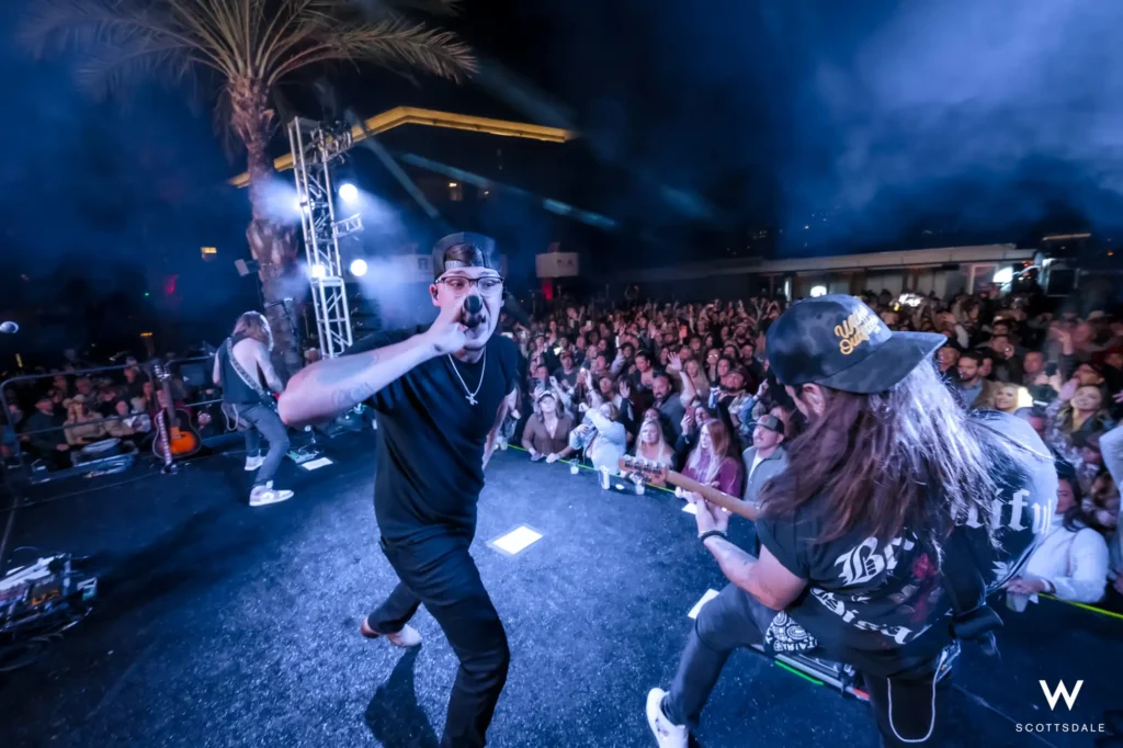 Rock the rooftop 2025 frontman on mic crowd from stage