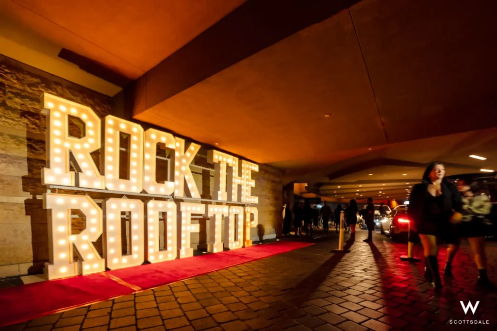 Rock the rooftop 2025 marquee sign red carpet entrance w scottsdale